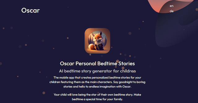 Oscar - bedtime story generator gallery image