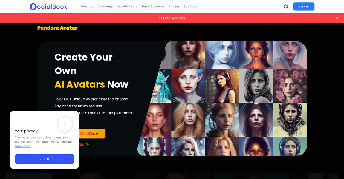 SocialBook's AI Avatar Creator gallery image