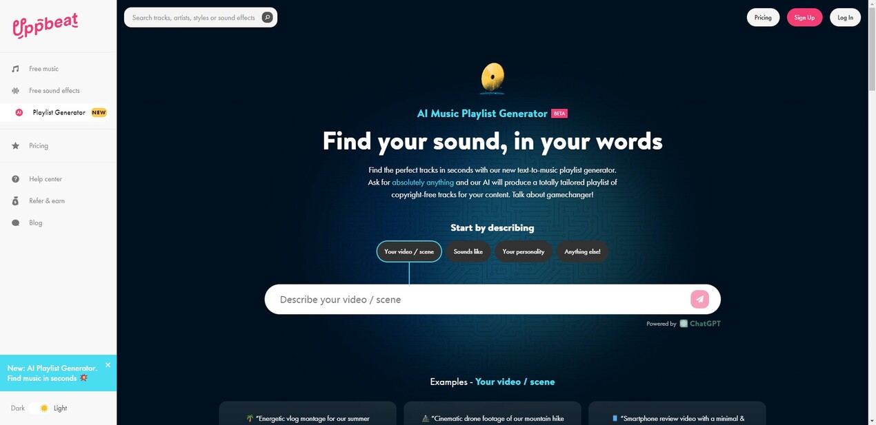 Uppbeat AI Playlist Generator gallery image