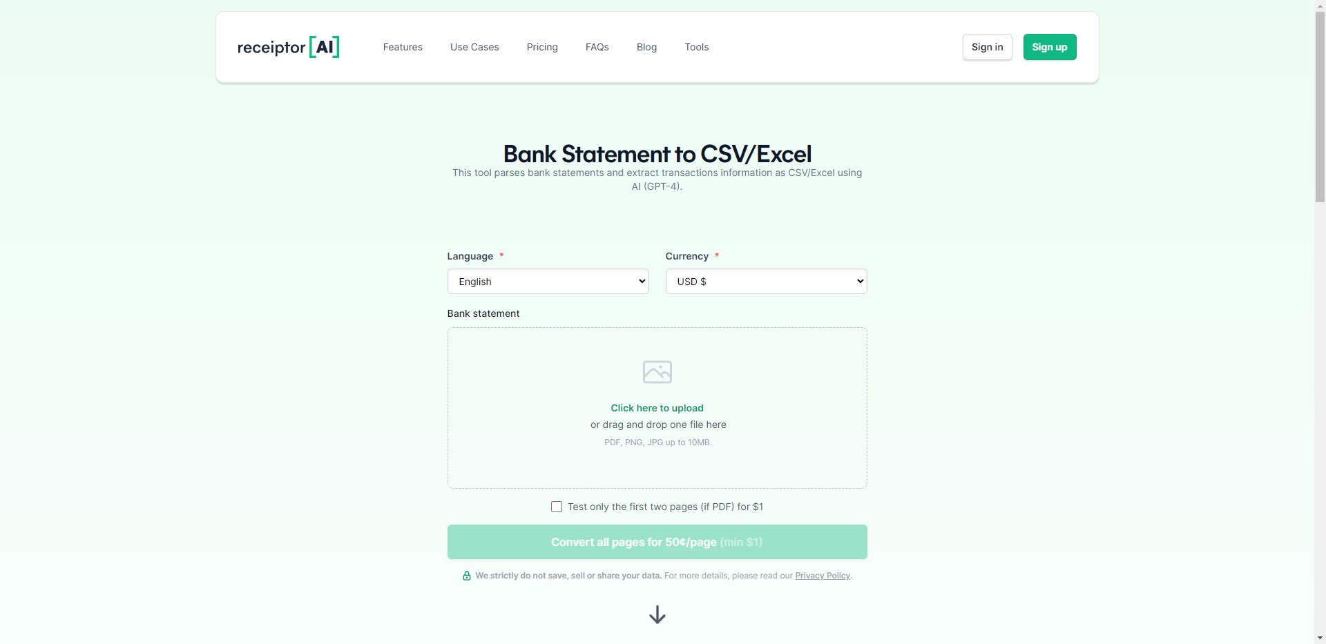 Bank Statement to CSV/Excel — AI Parser