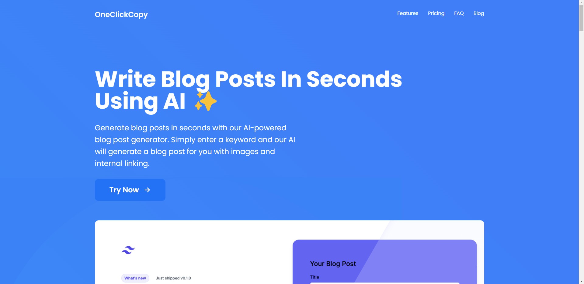 OneClickCopy AI Powered Blog Posts In Seconds Aitoolnet