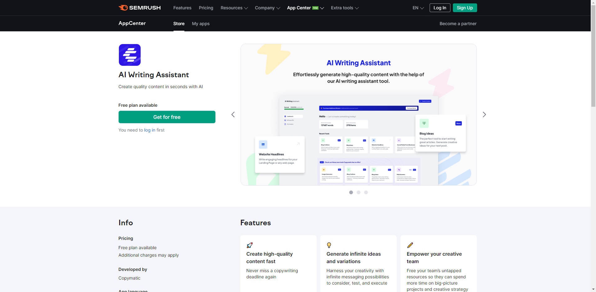 Semrush AI Writing Assistant gallery image