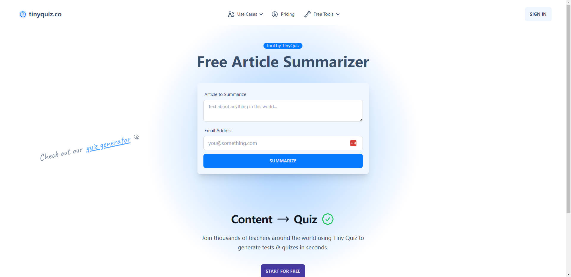 Article Summarizer by TinyQuiz gallery image