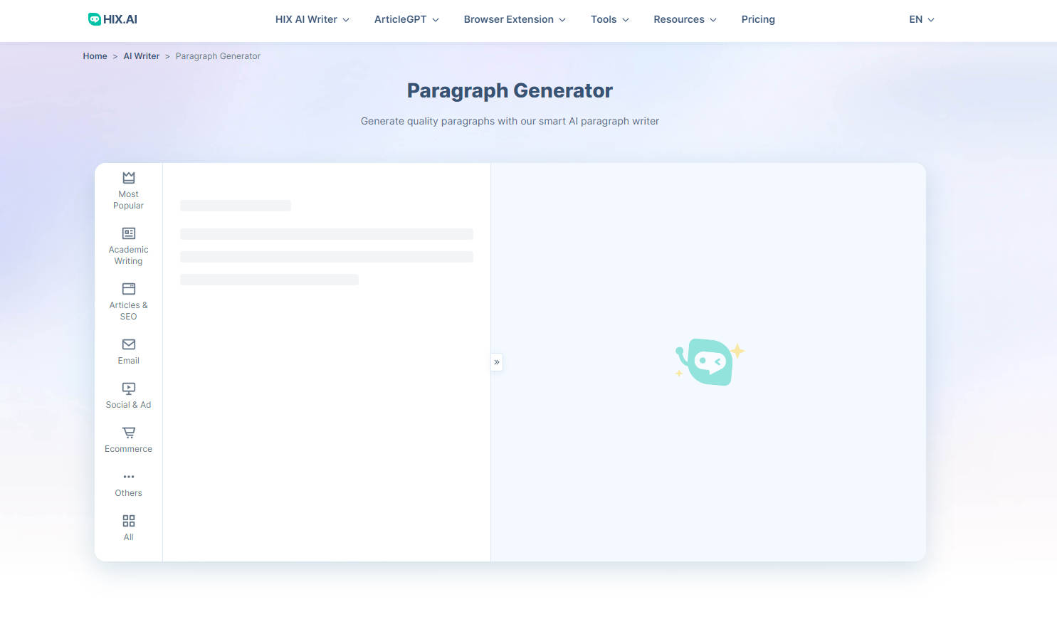 HIX.AI Paragraph Generator gallery image