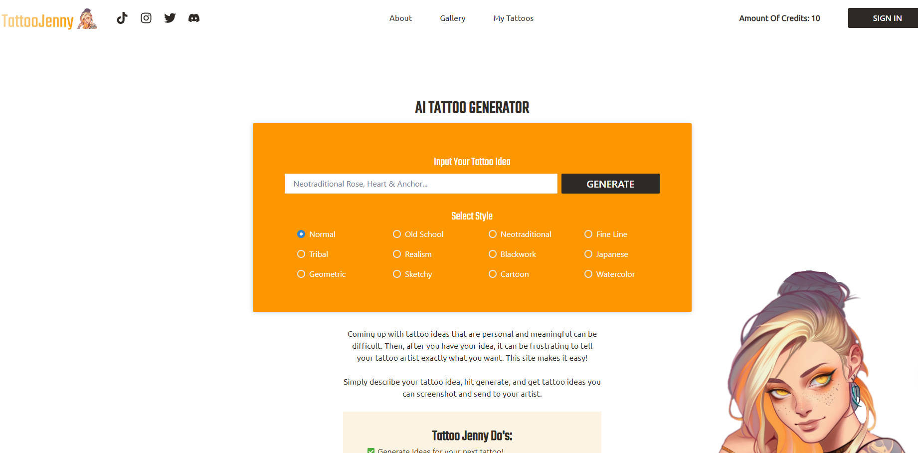 Tattoo Jenny AI Tattoo Generator gallery image