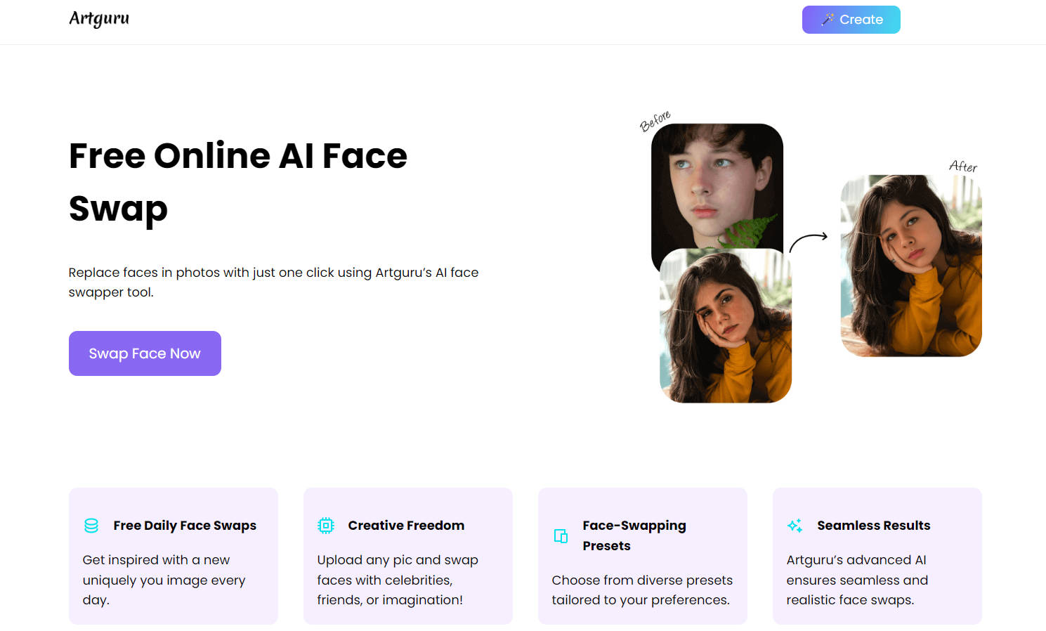Artguru face swap gallery image