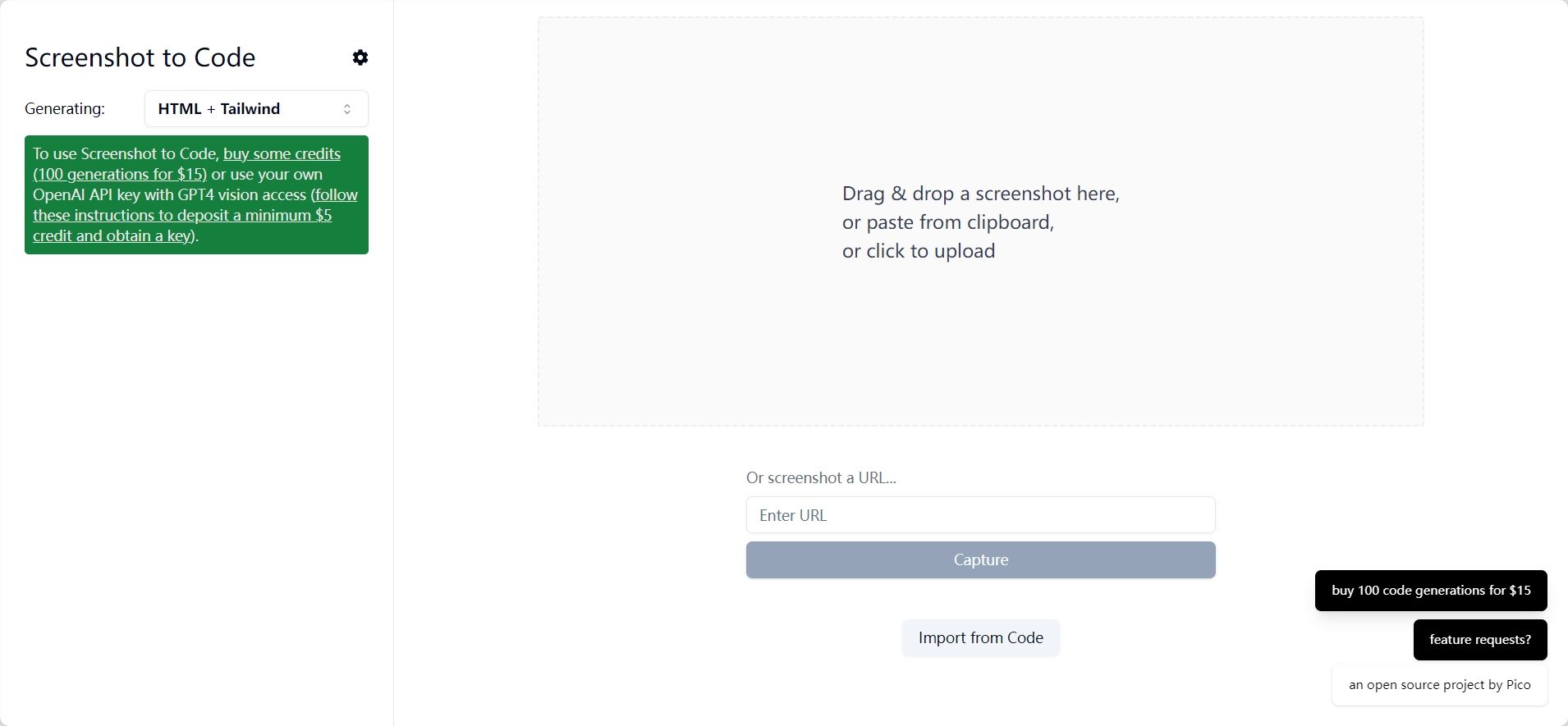 ScreenshotToCode gallery image