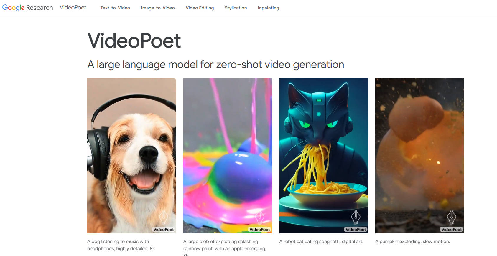 VideoPoet gallery image