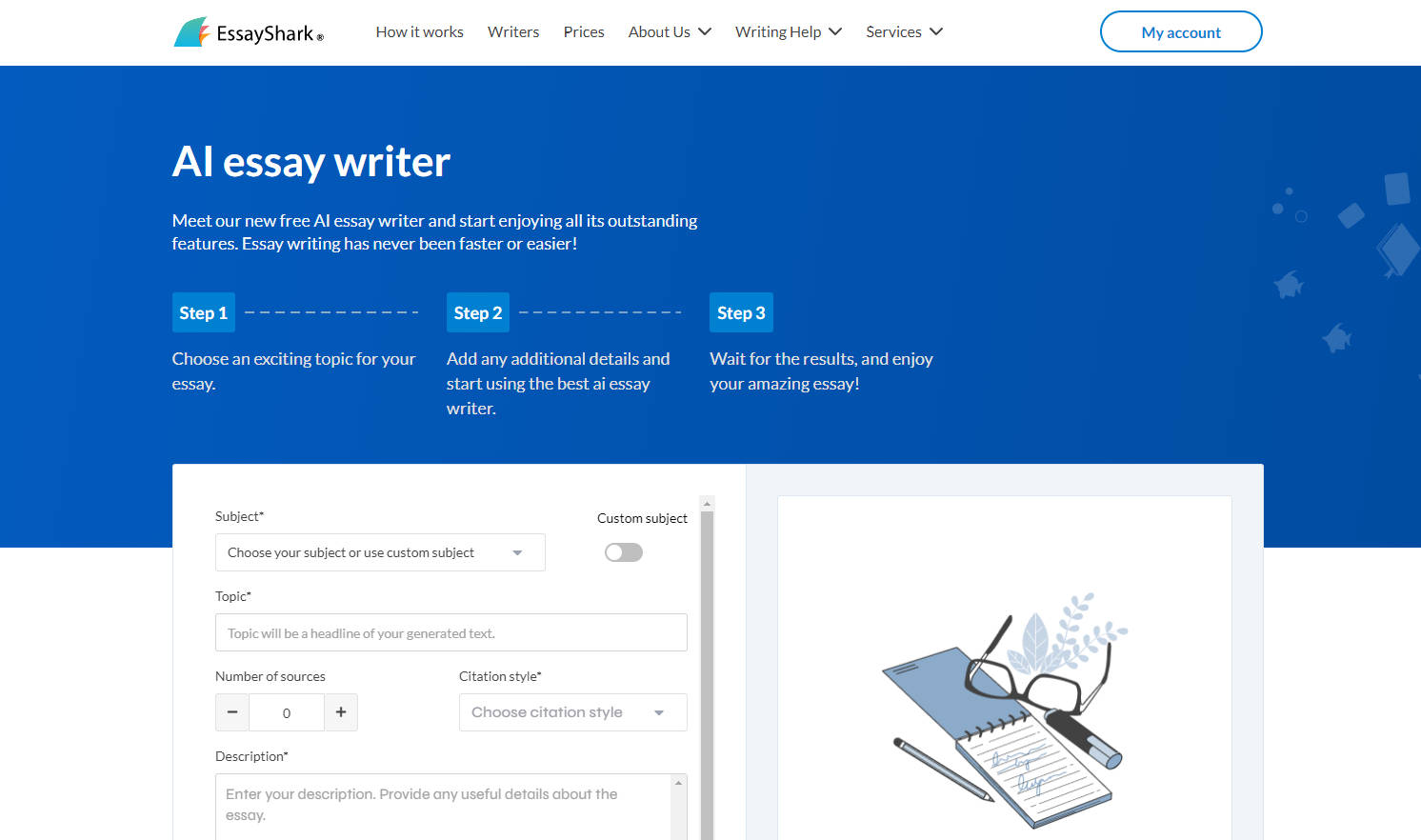 Essayshark AI essay writer gallery image