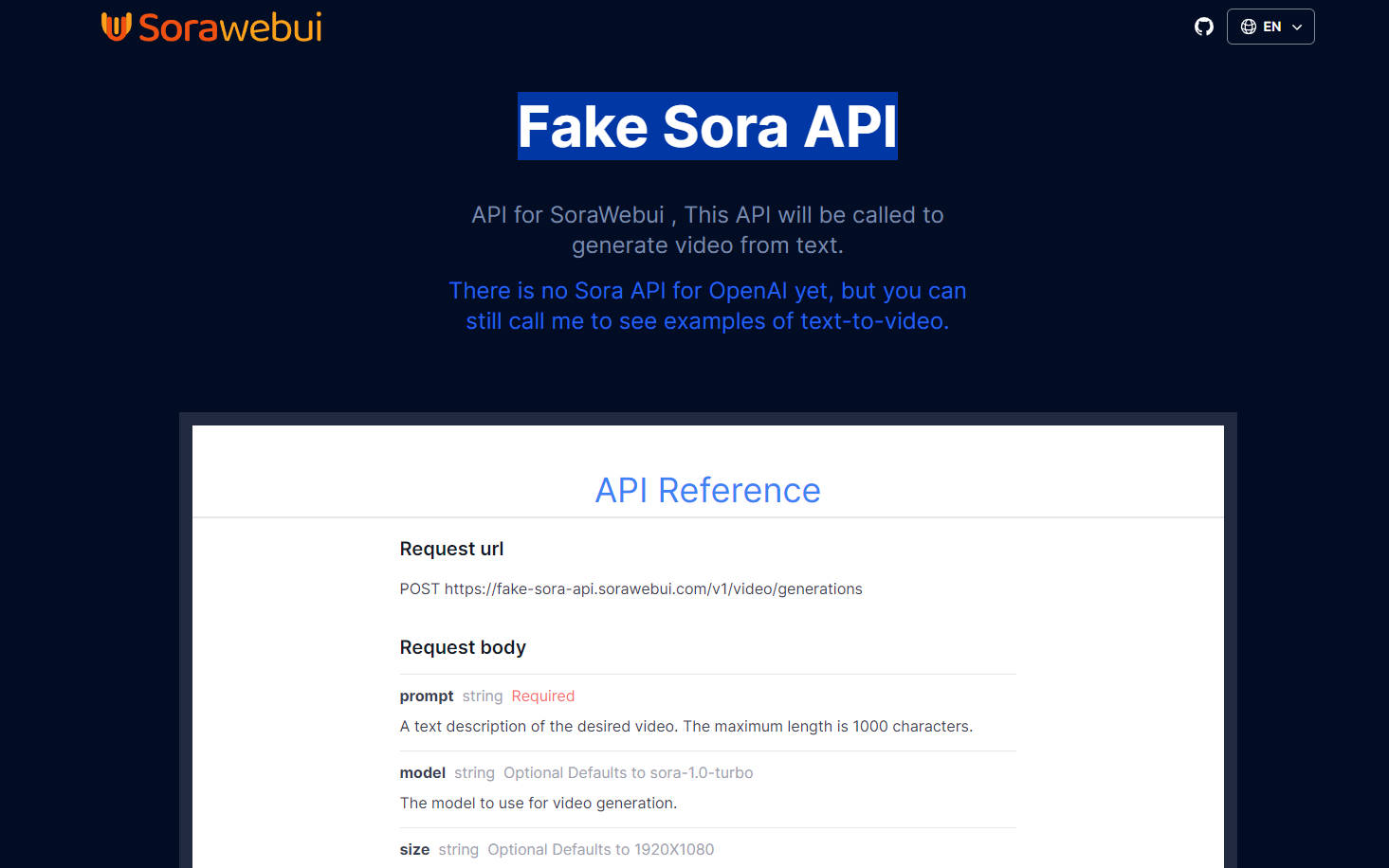 Fake Sora API gallery image
