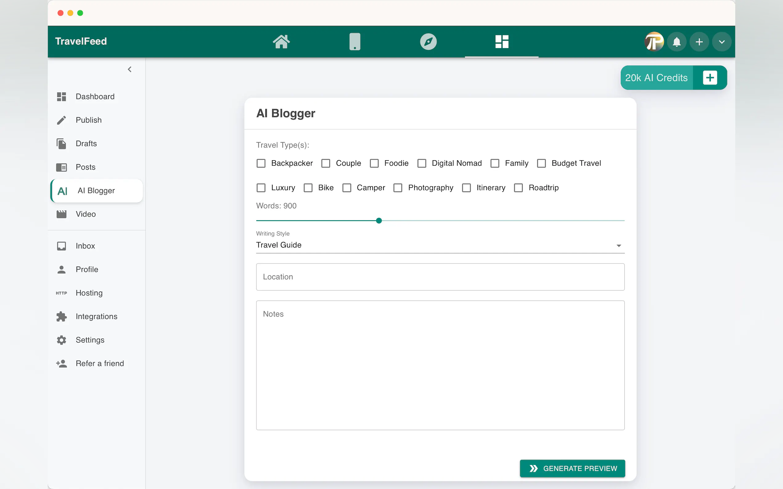 TravelFeed AI Blogger gallery image