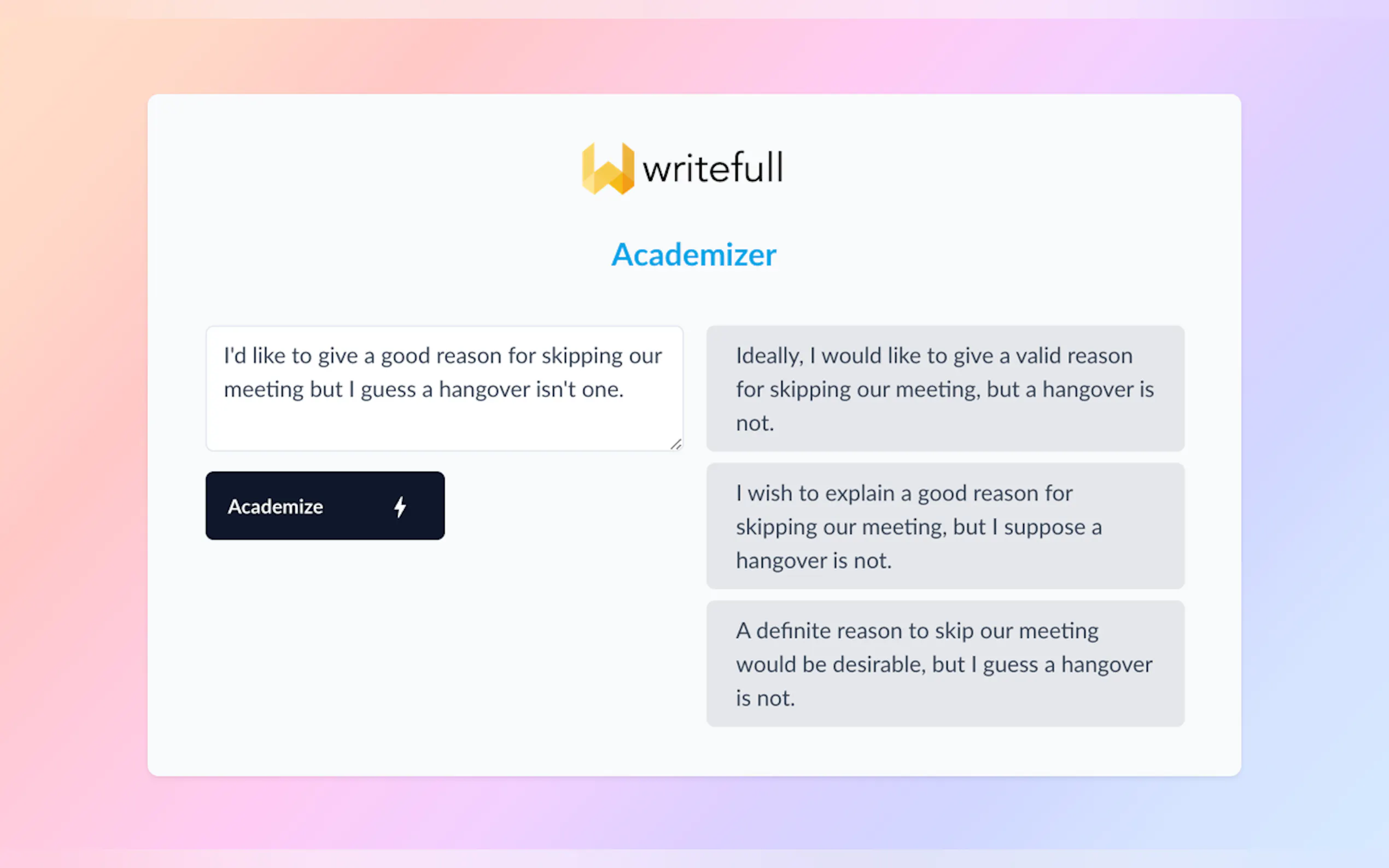 Writefull Academizer gallery image