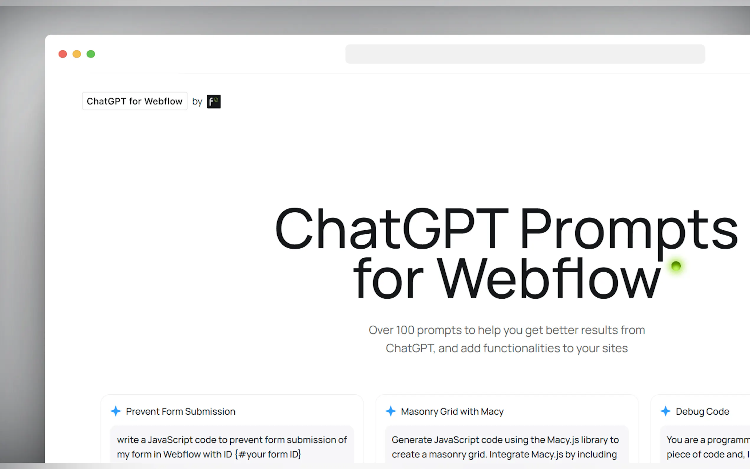 ChatGPT Prompts for Webflow gallery image