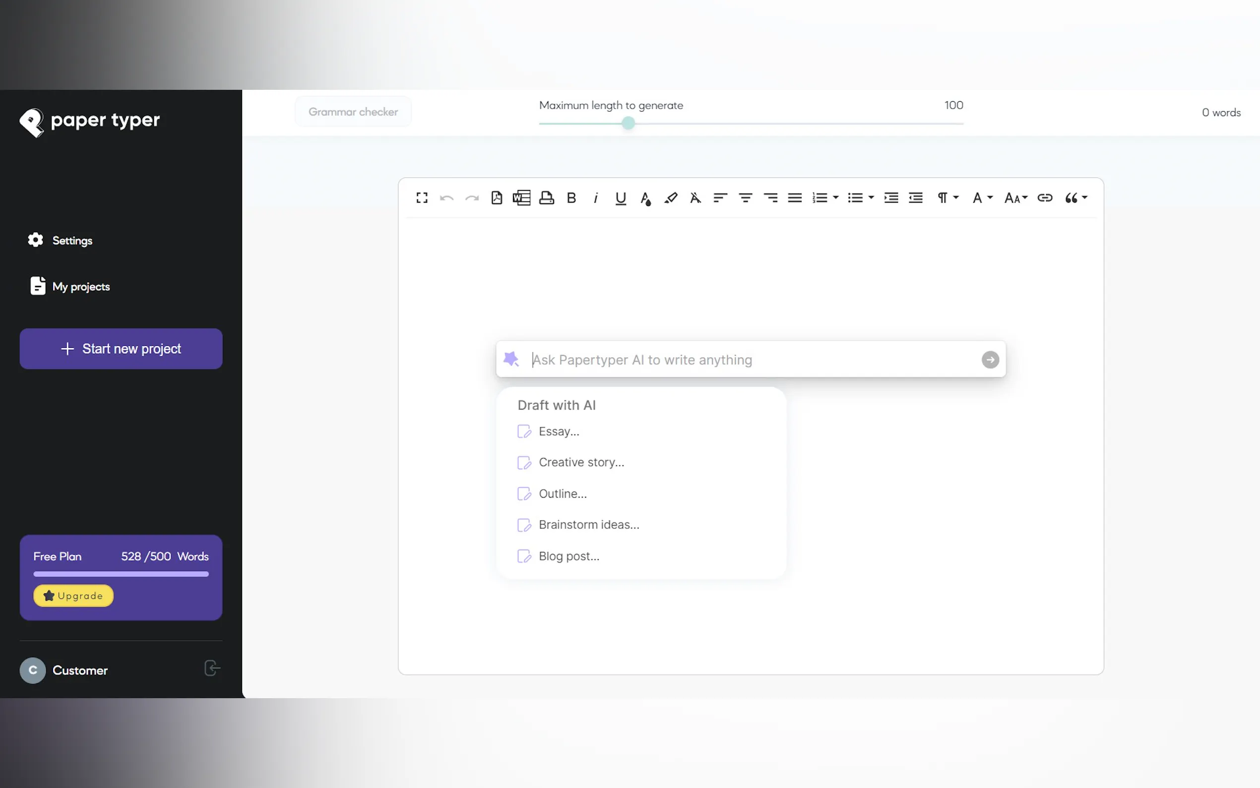 Free AI Essay Writer by papertyper gallery image