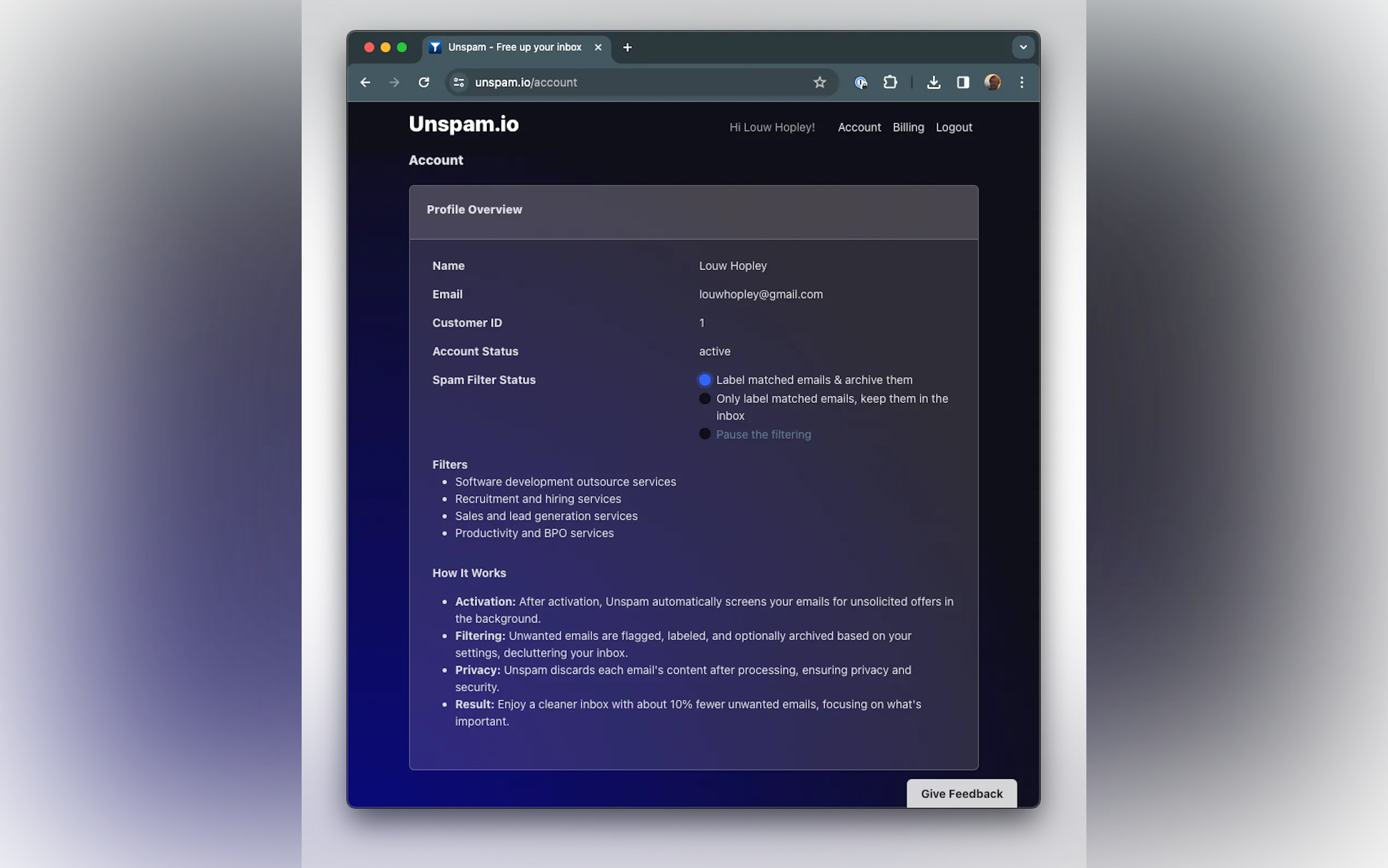Unspam.io gallery image