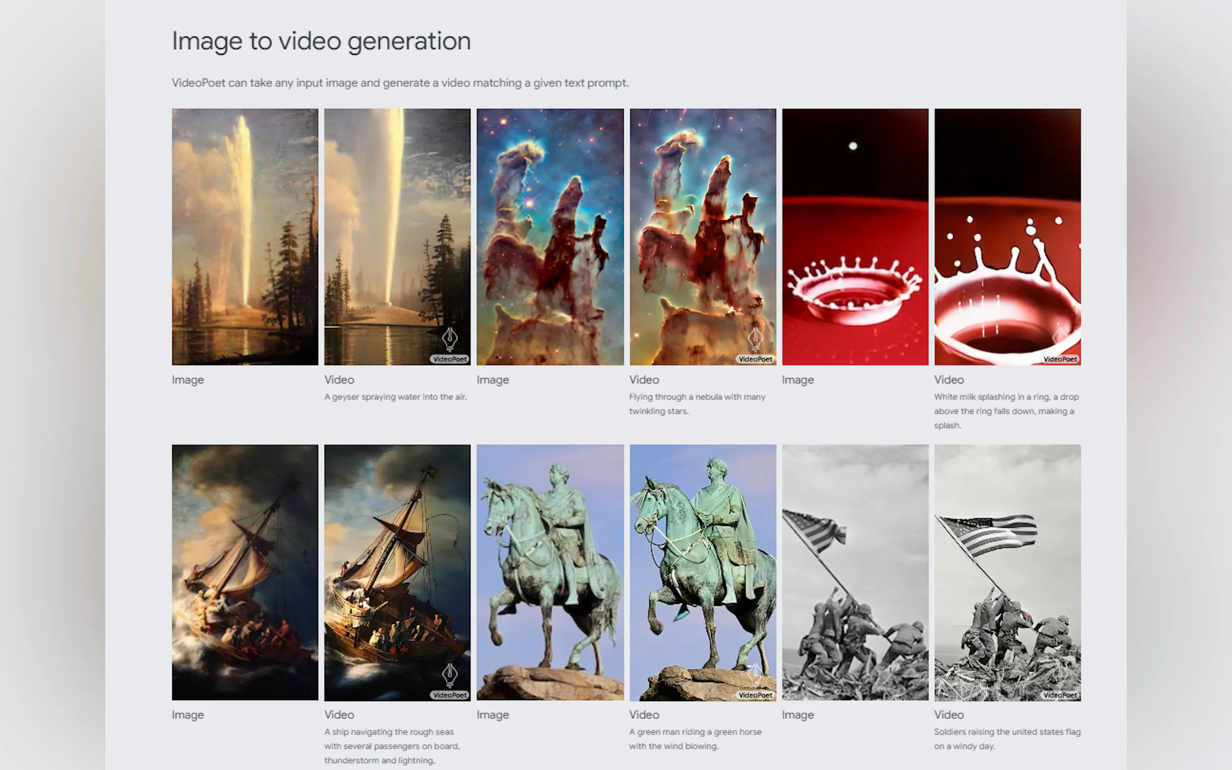 VideoPoet gallery image