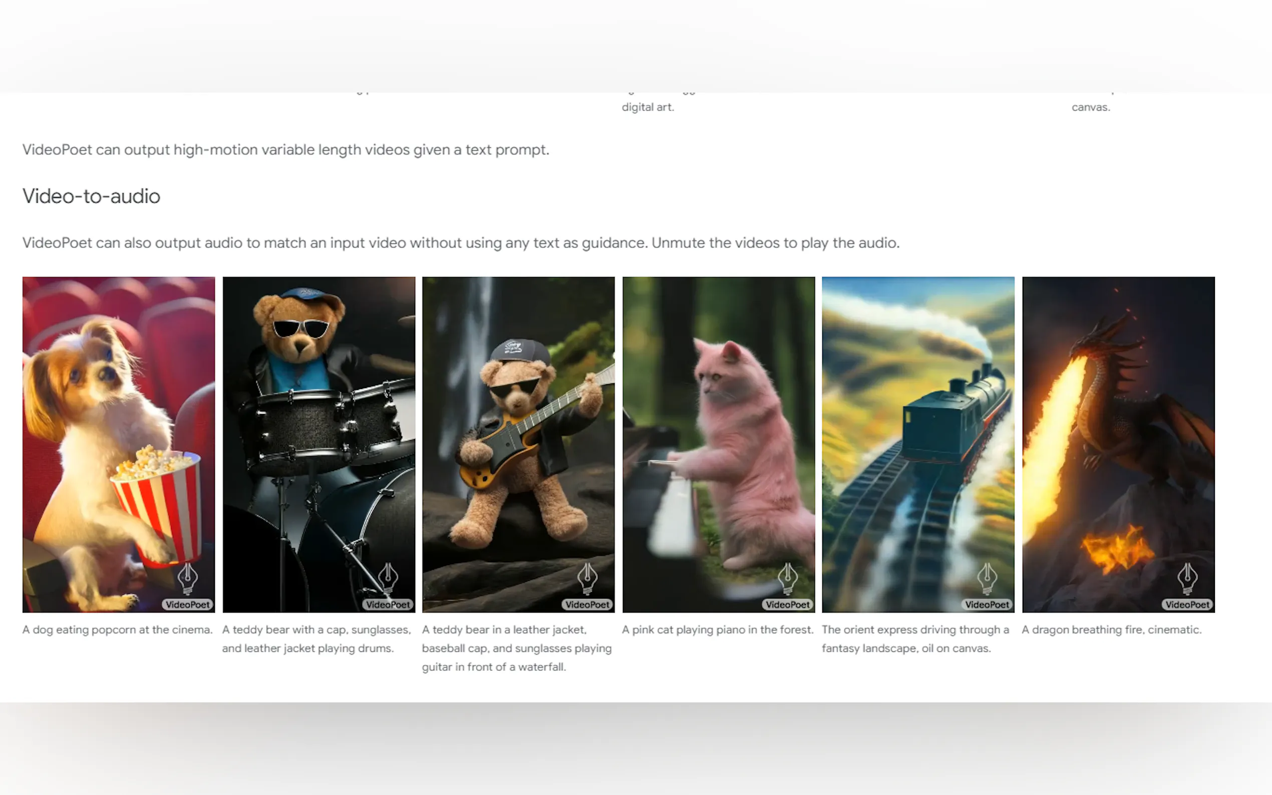 VideoPoet gallery image