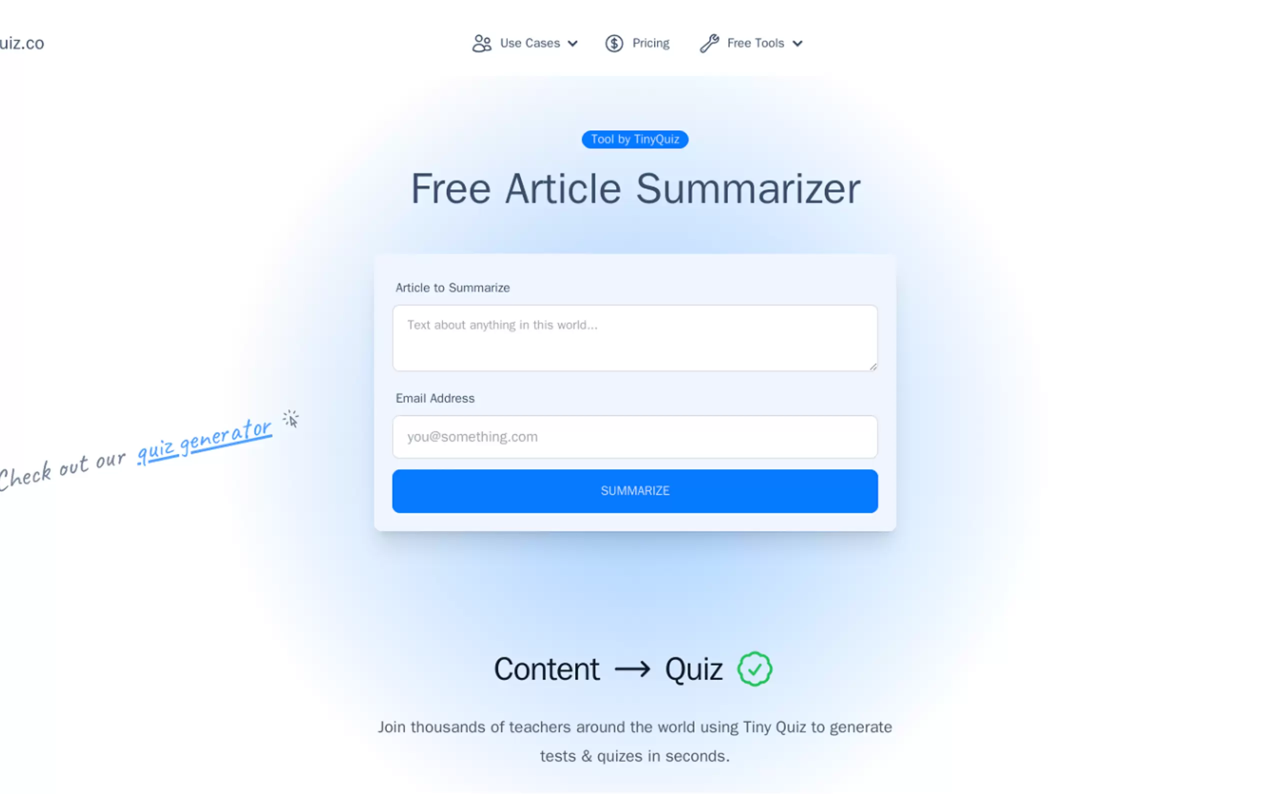Article Summarizer by TinyQuiz gallery image