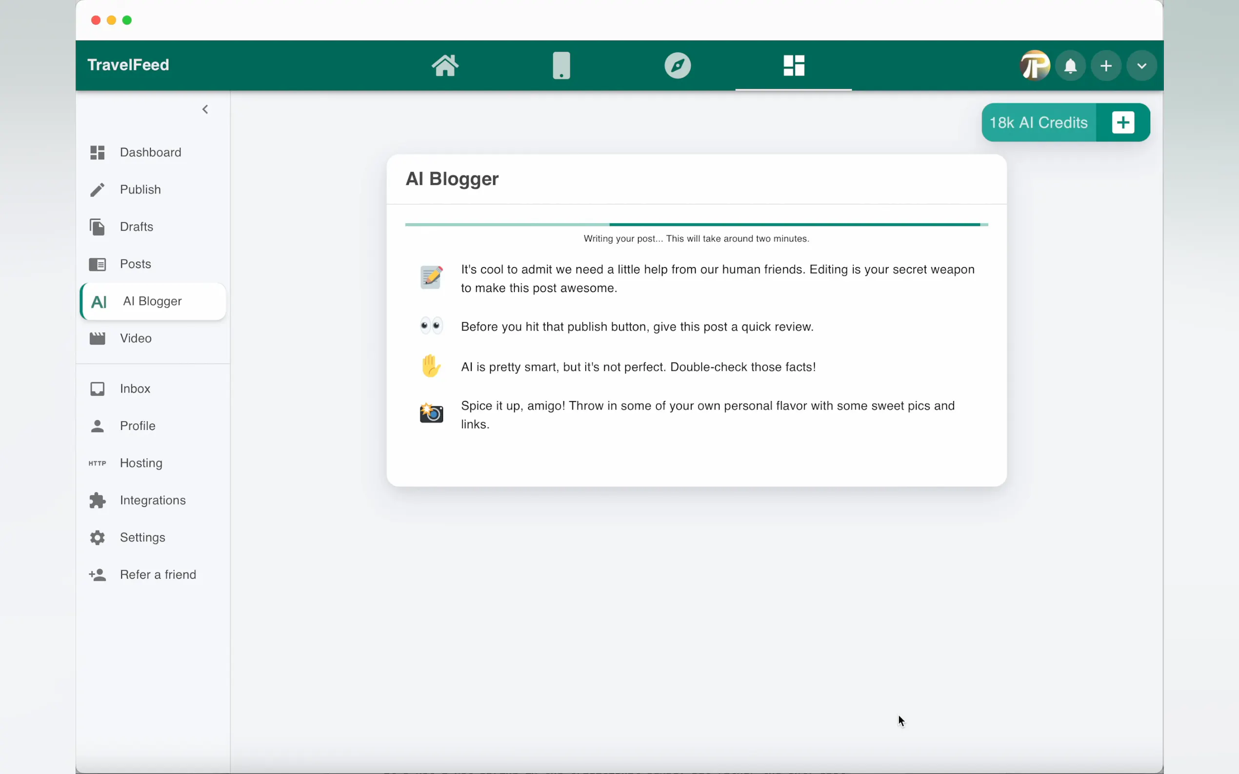 TravelFeed AI Blogger gallery image