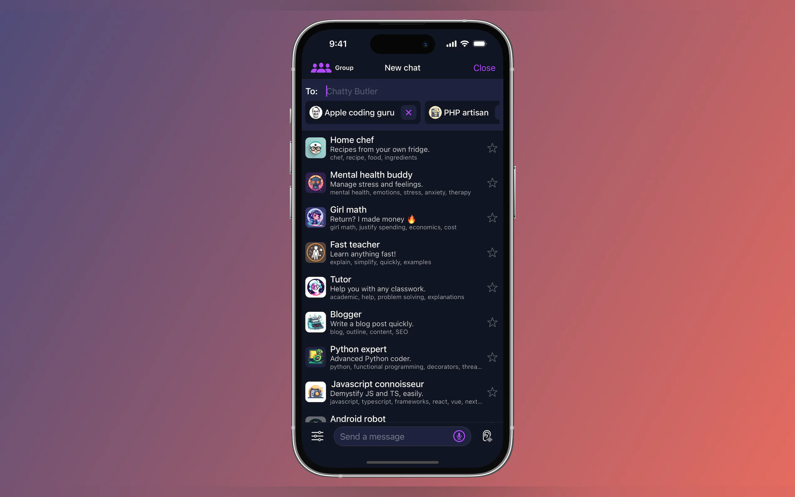 Chatty Butler: Chat expert AI assistants gallery image
