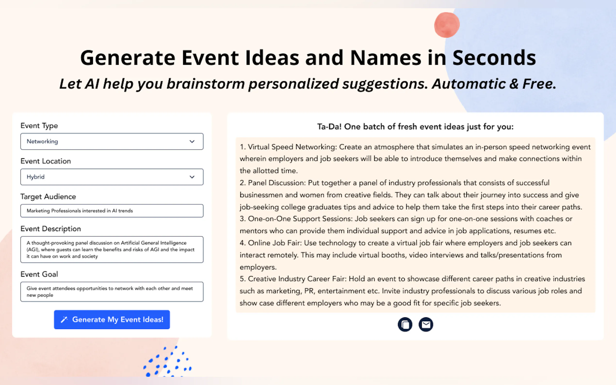 AI Event Idea Generator gallery image