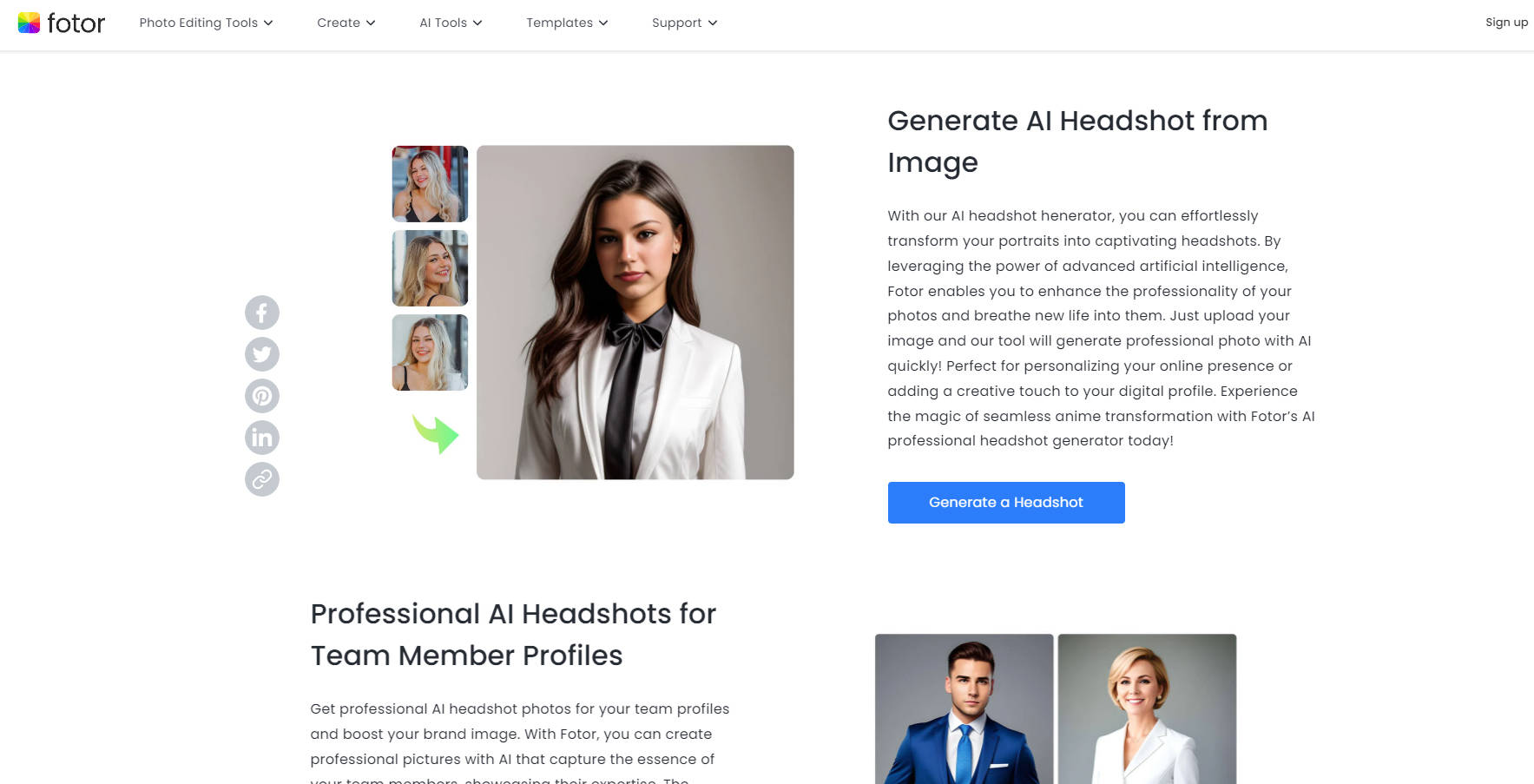 Fotor's AI Headshot Generator gallery image