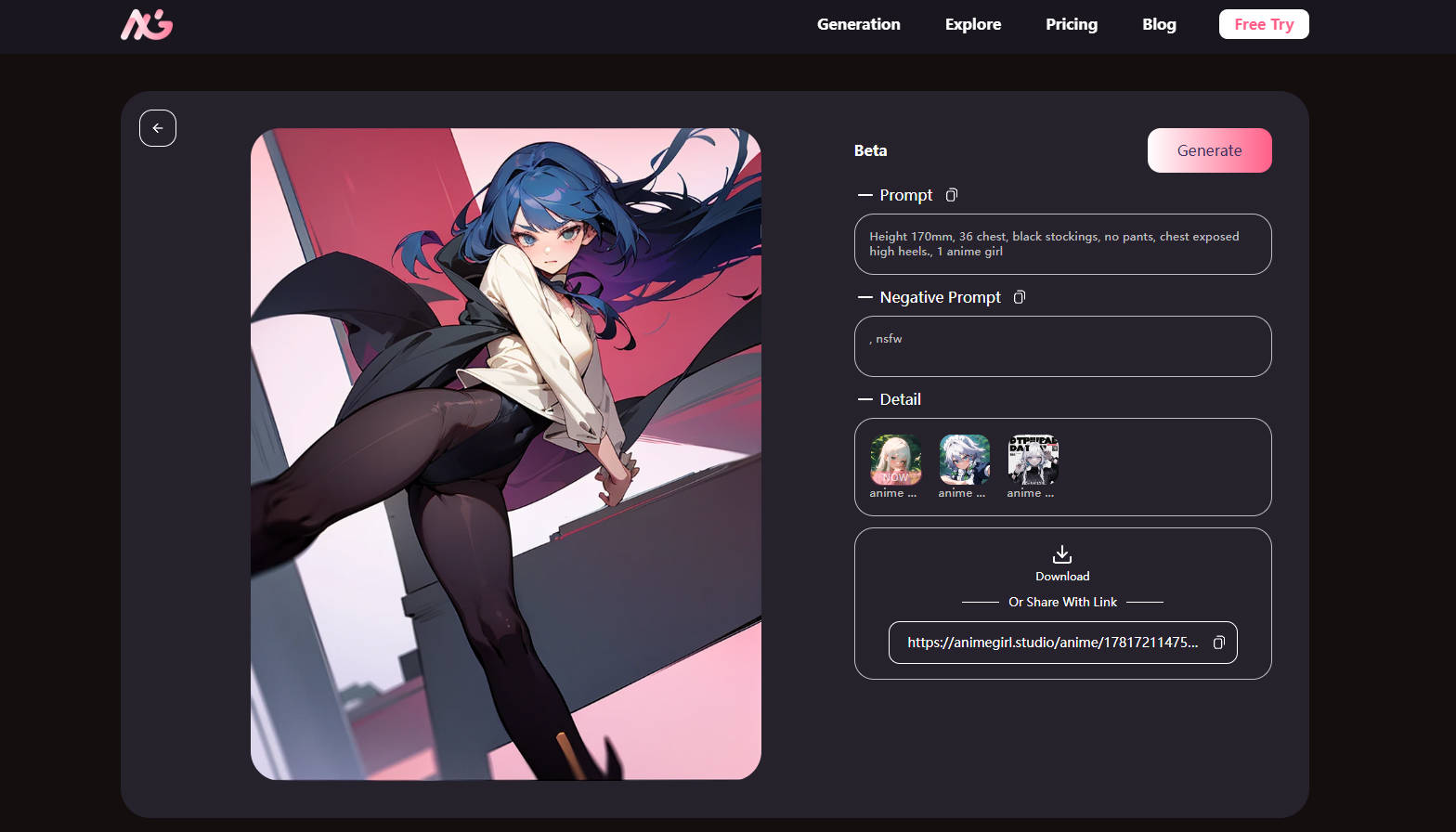 AI Anime Girl Studio gallery image