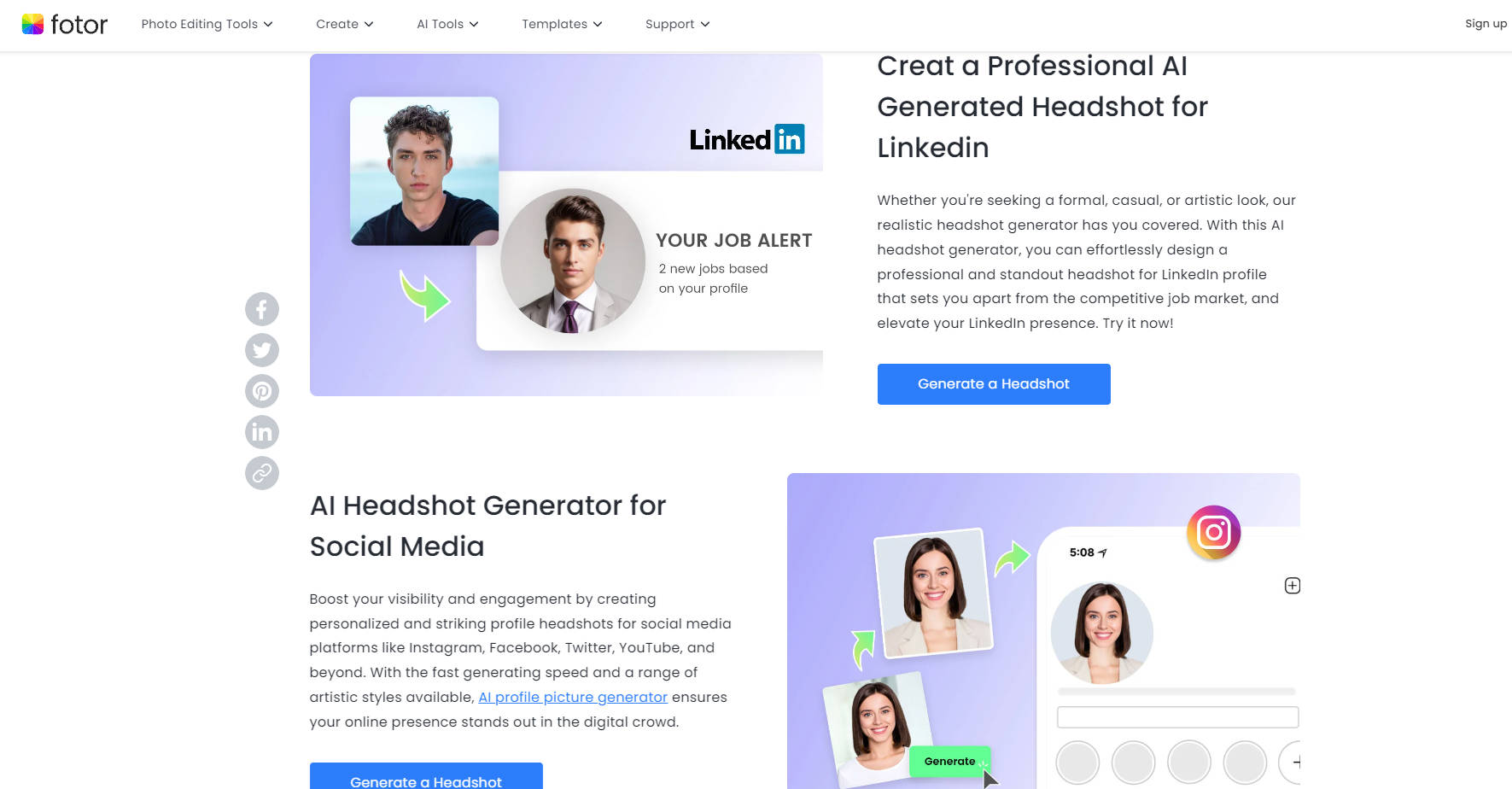 Fotor's AI Headshot Generator gallery image