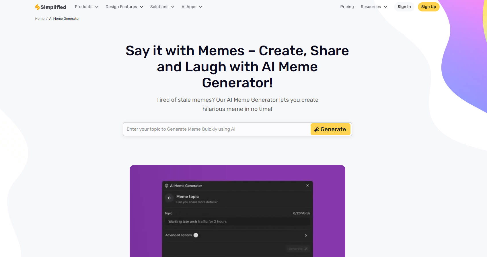 Simplified AI Meme Generator gallery image