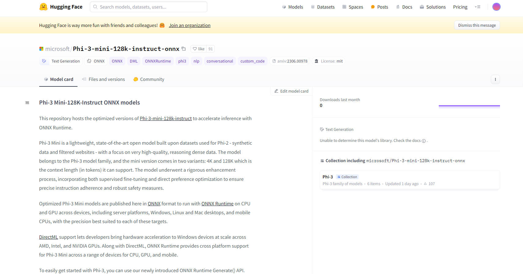 Phi-3 Mini-128K-Instruct ONNX gallery image