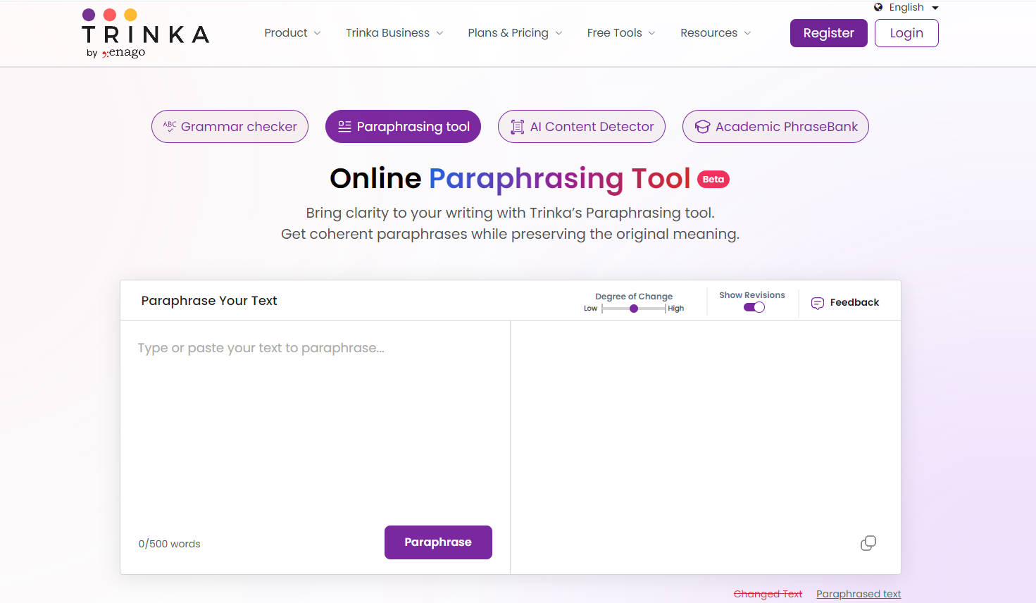 Trinka Paraphraser tool gallery image