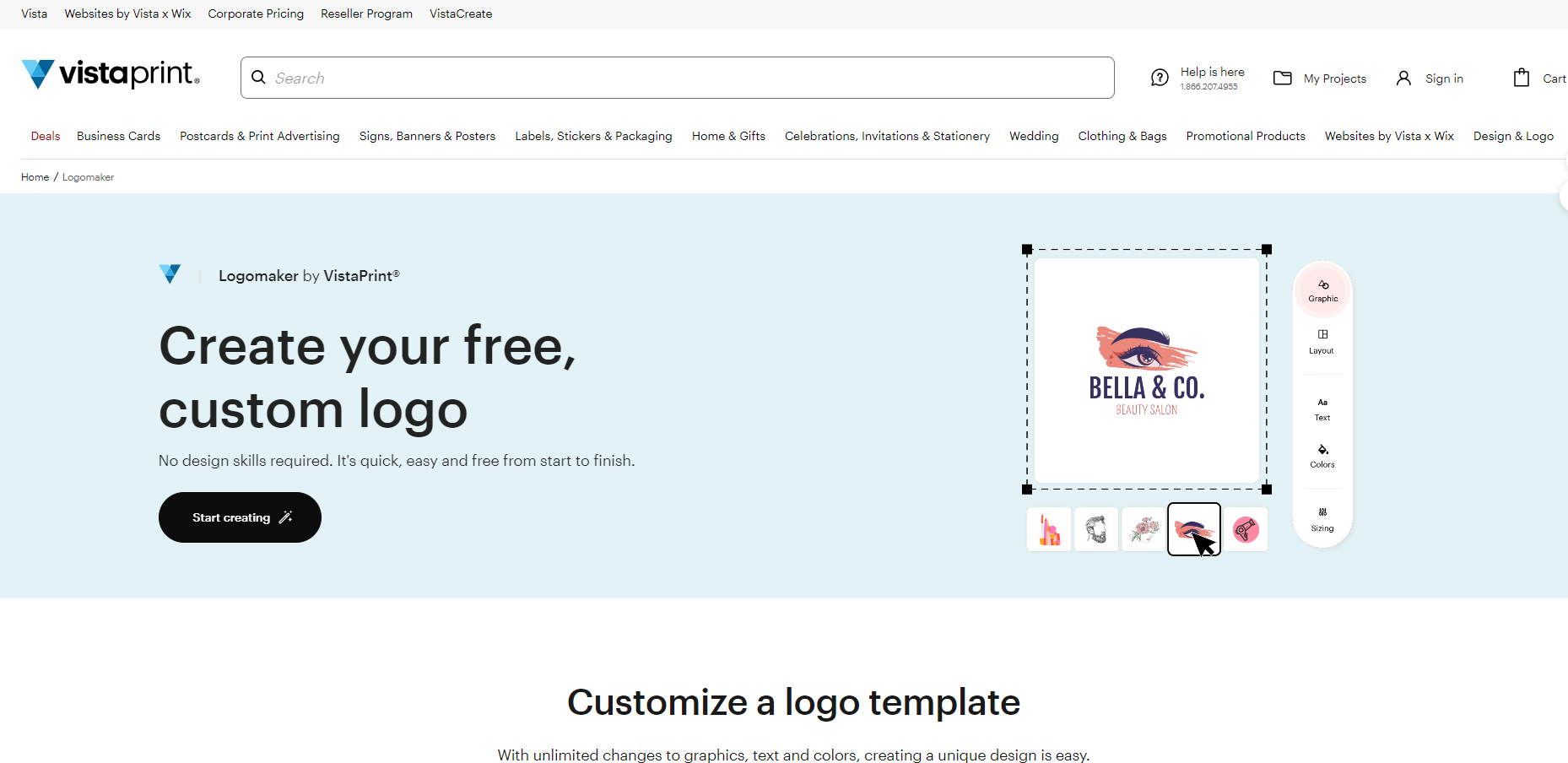 VistaPrint's Logomaker gallery image