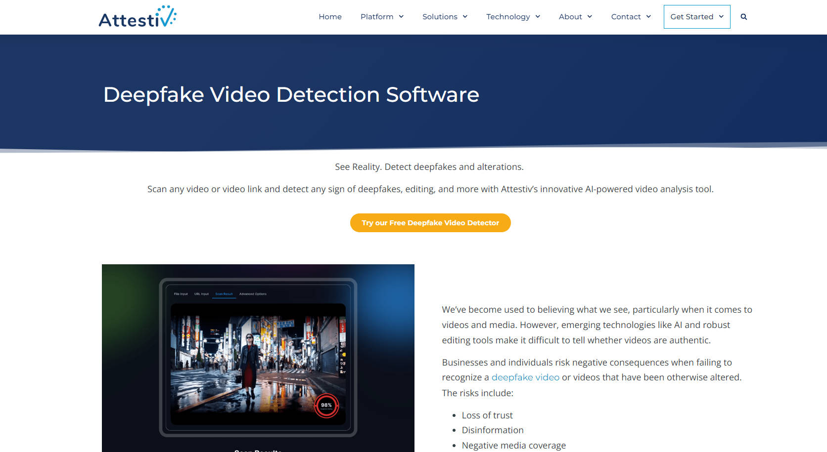 Attestiv’s deepfake video detection gallery image