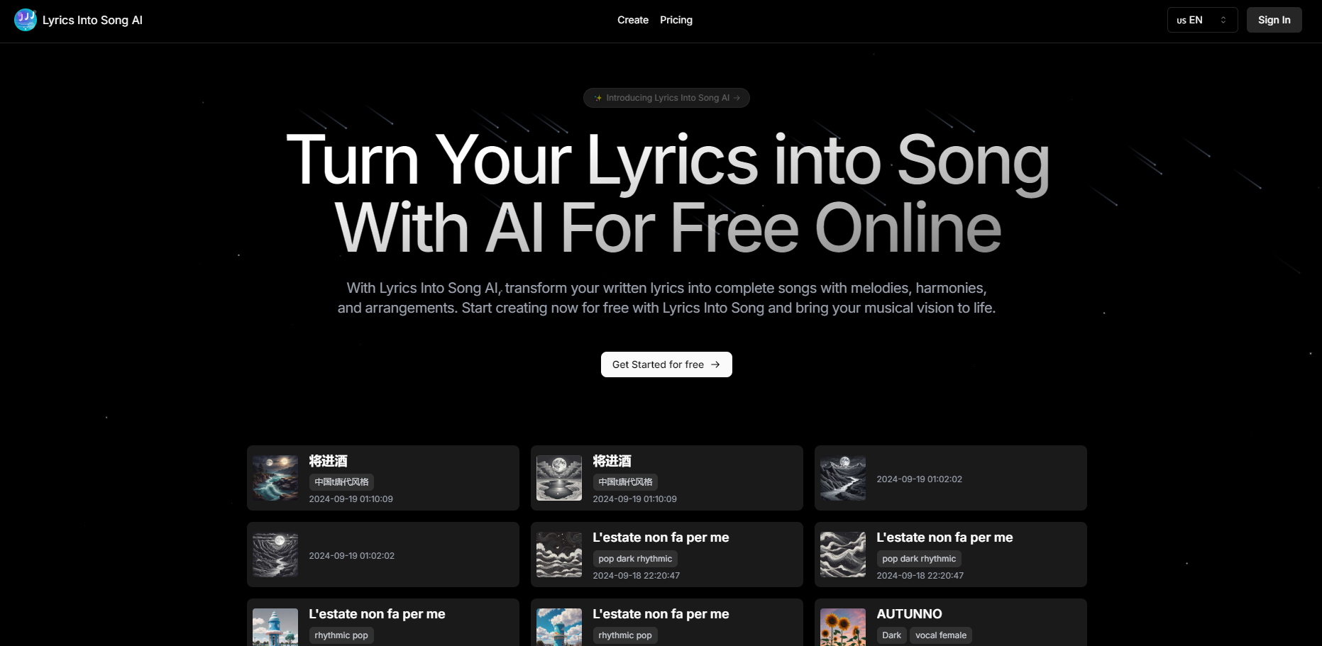 Lyrics Into Song AI gallery image