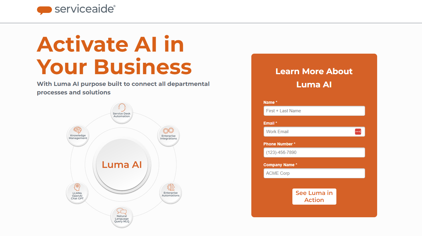 Serviceaide Luma AI gallery image