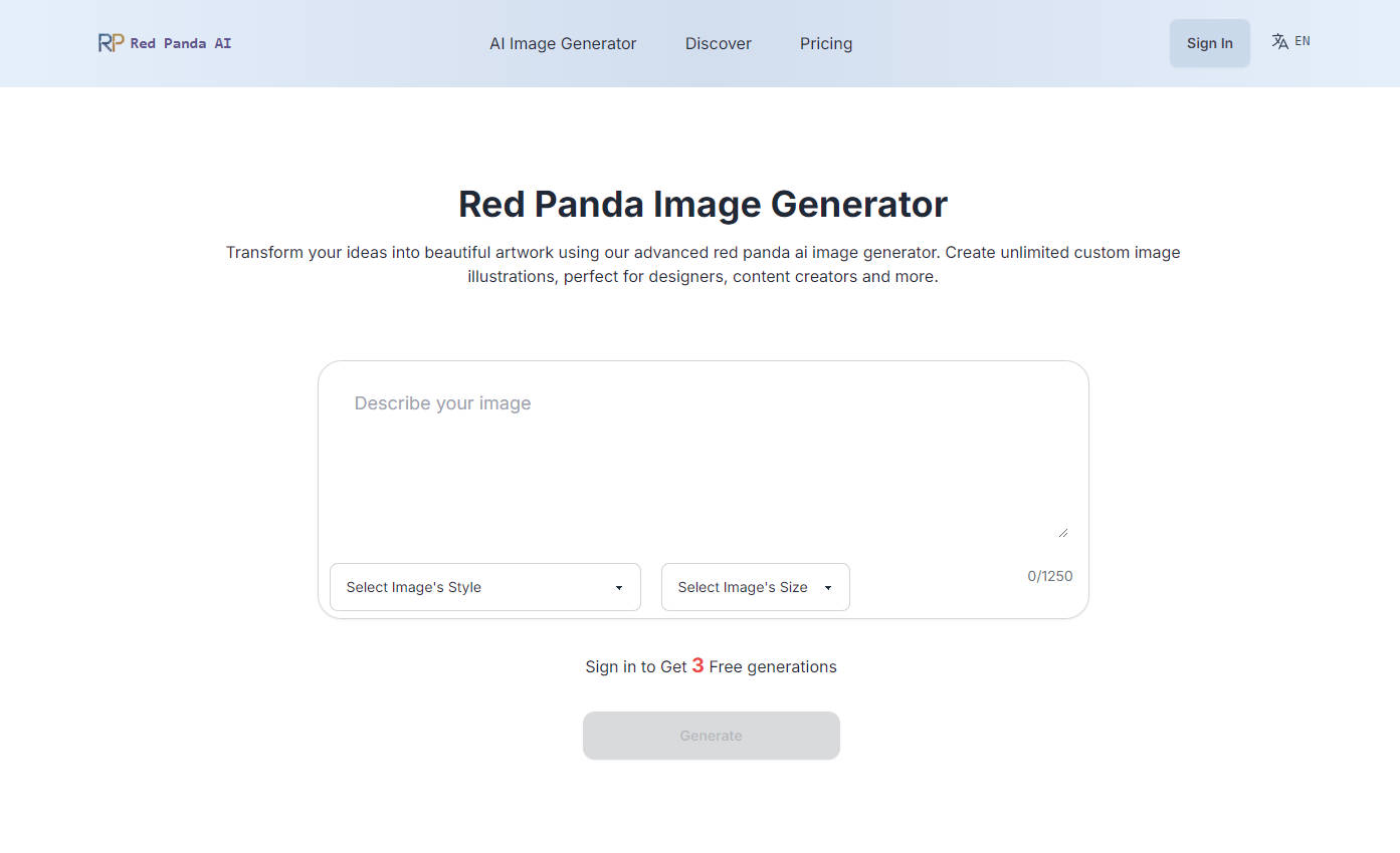 Red Panda Image Generator gallery image