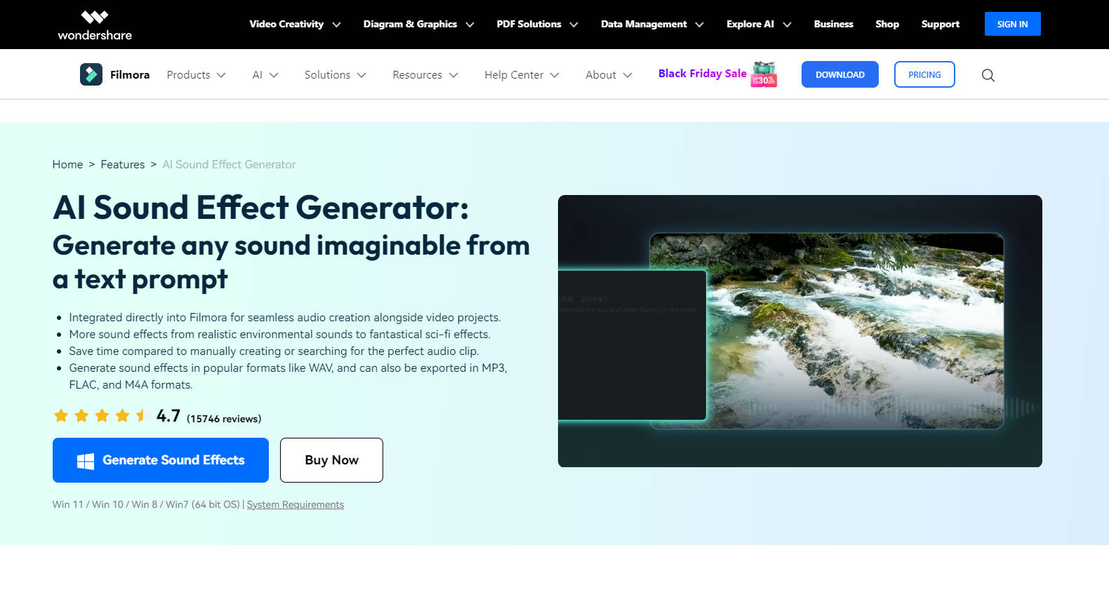 Filmora's AI Sound Effect Generator gallery image