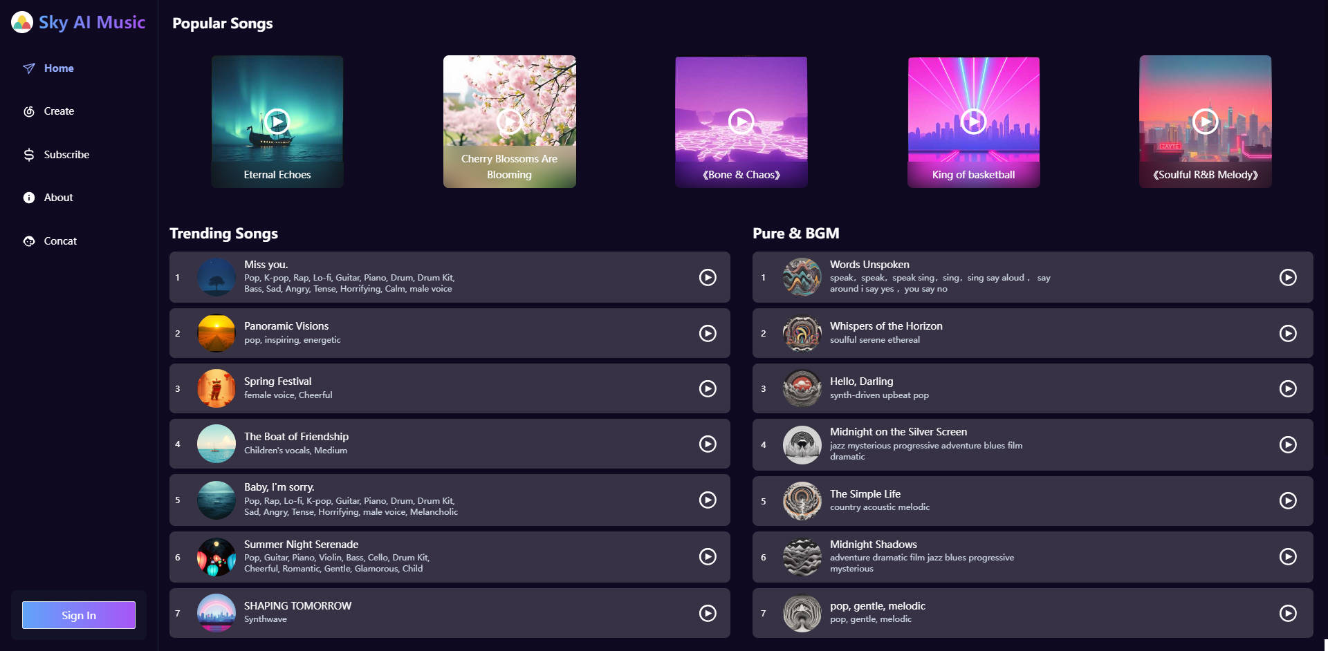 Sky Ai music gallery image