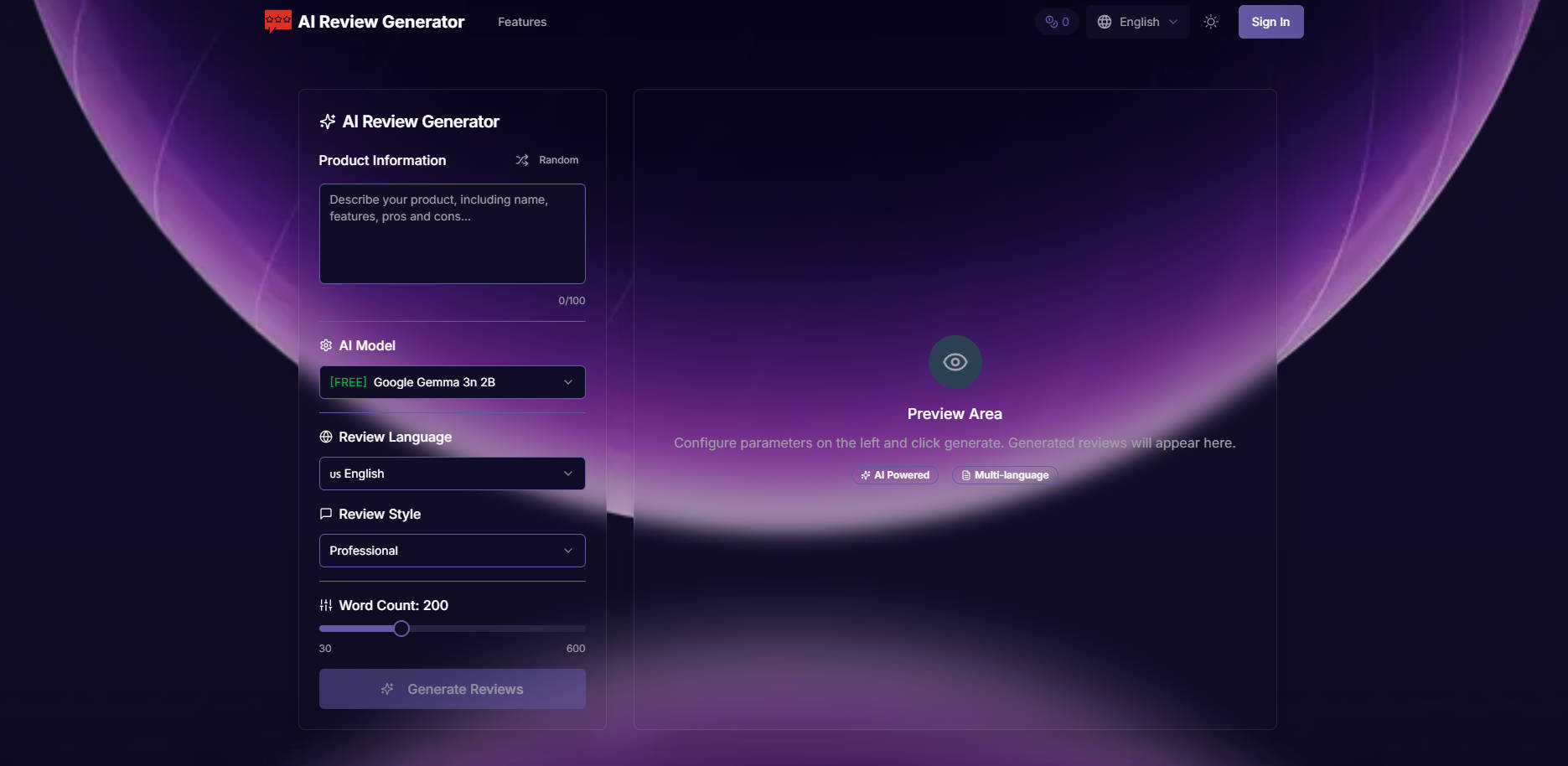 AI Review Generator AI Aitoolnet