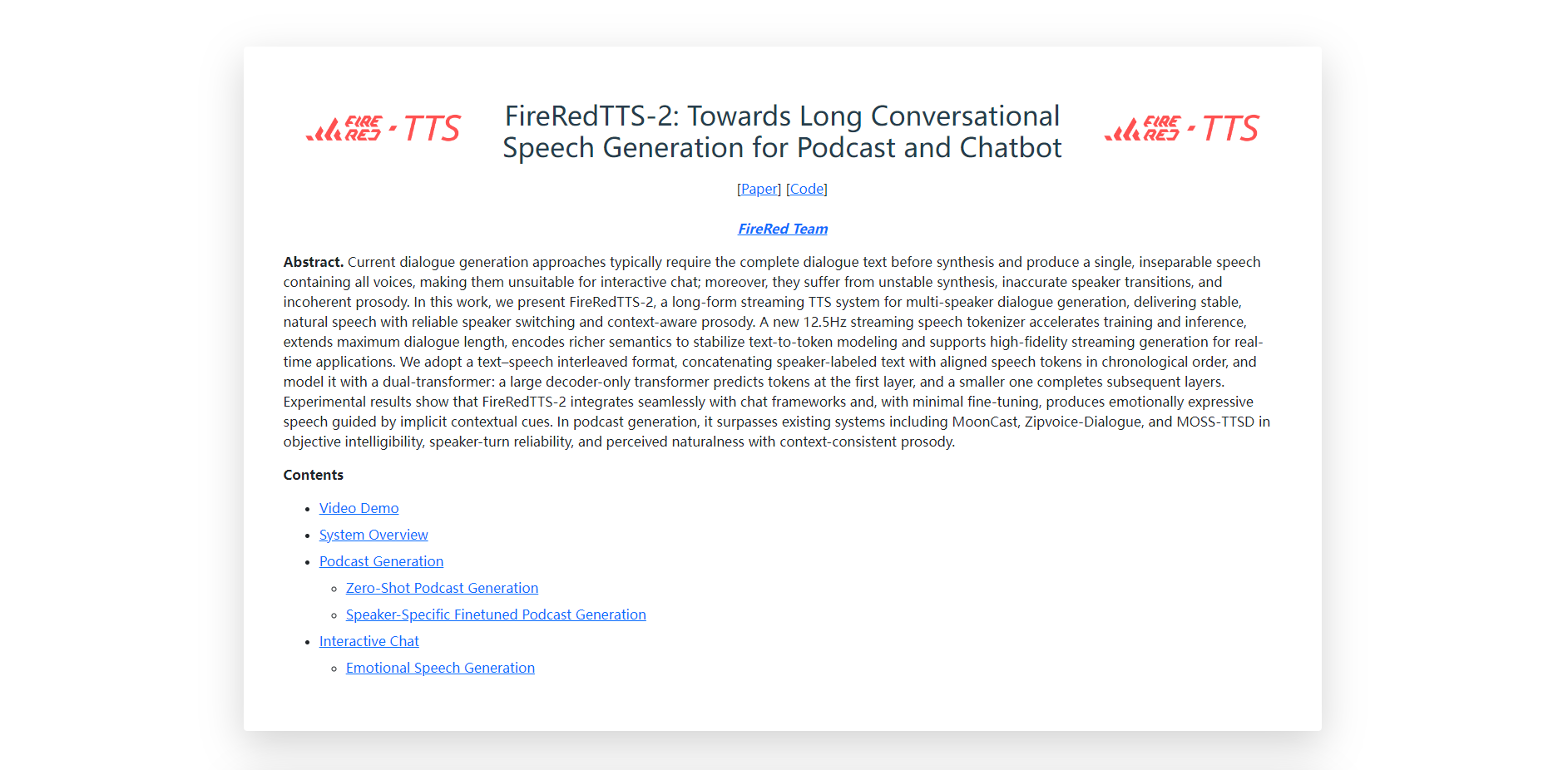 FireRedTTS-2 gallery image