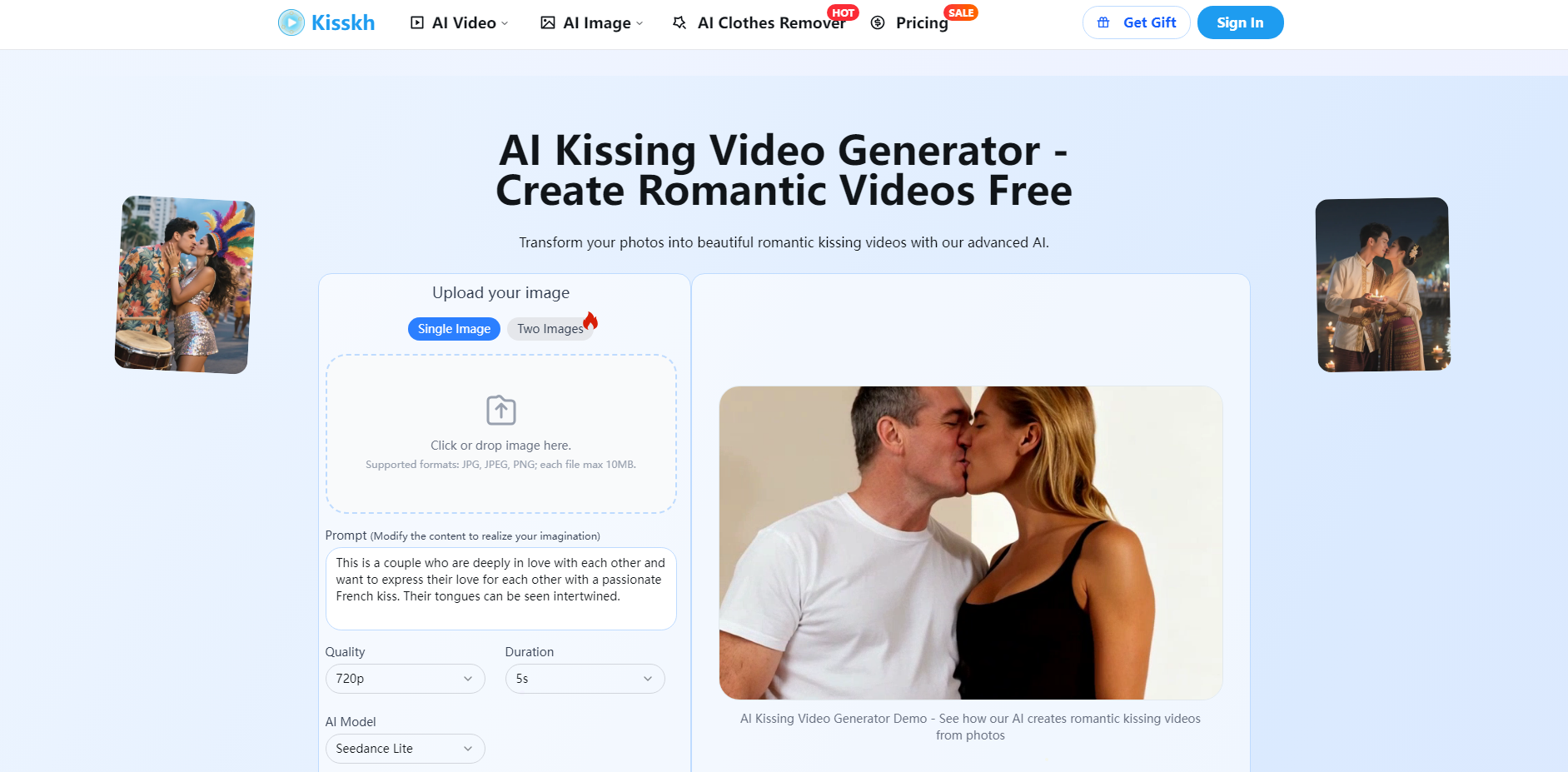AI Kissing Video Generator gallery image