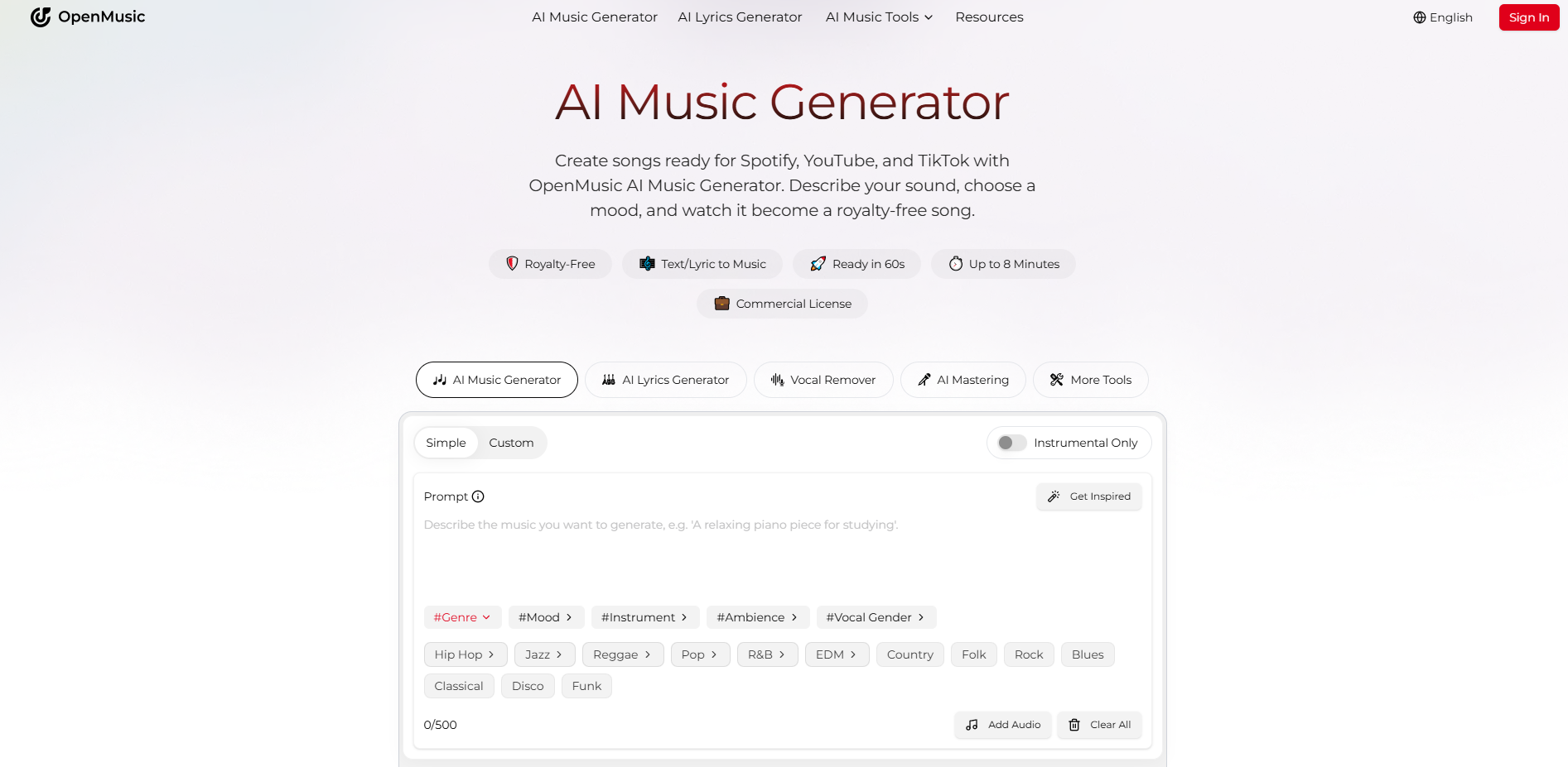 OpenMusic AI gallery image