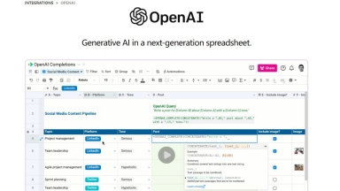 OpenAI in Spreadsheet.com